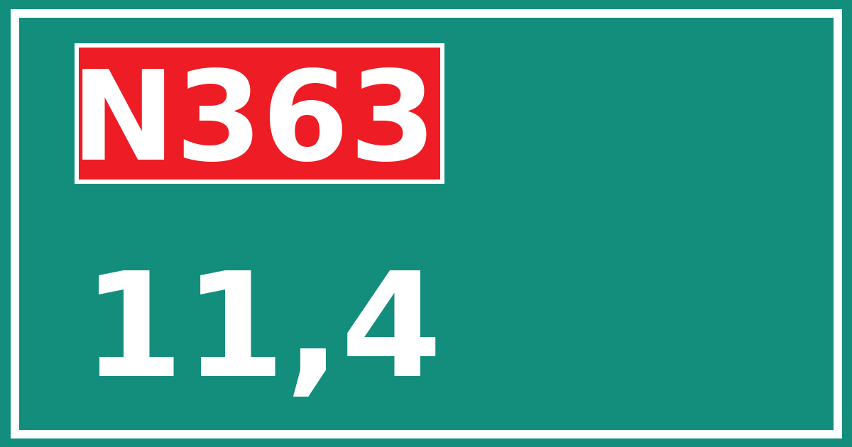 Hectometerbord N363 11,4
