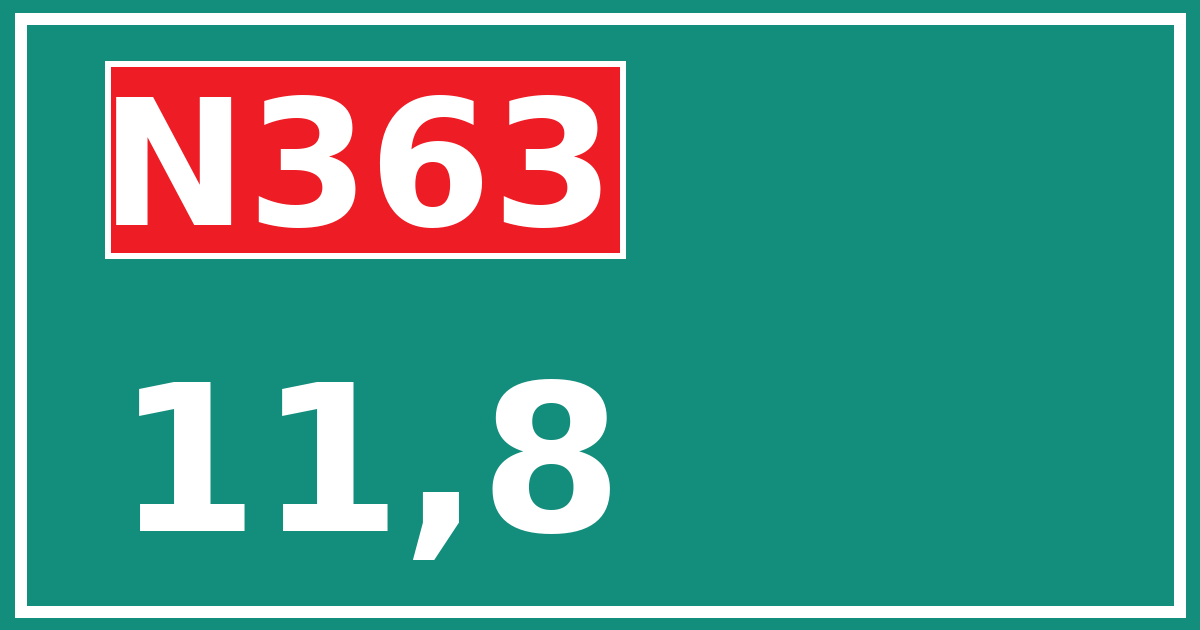 Hectometerbord N363 11,8