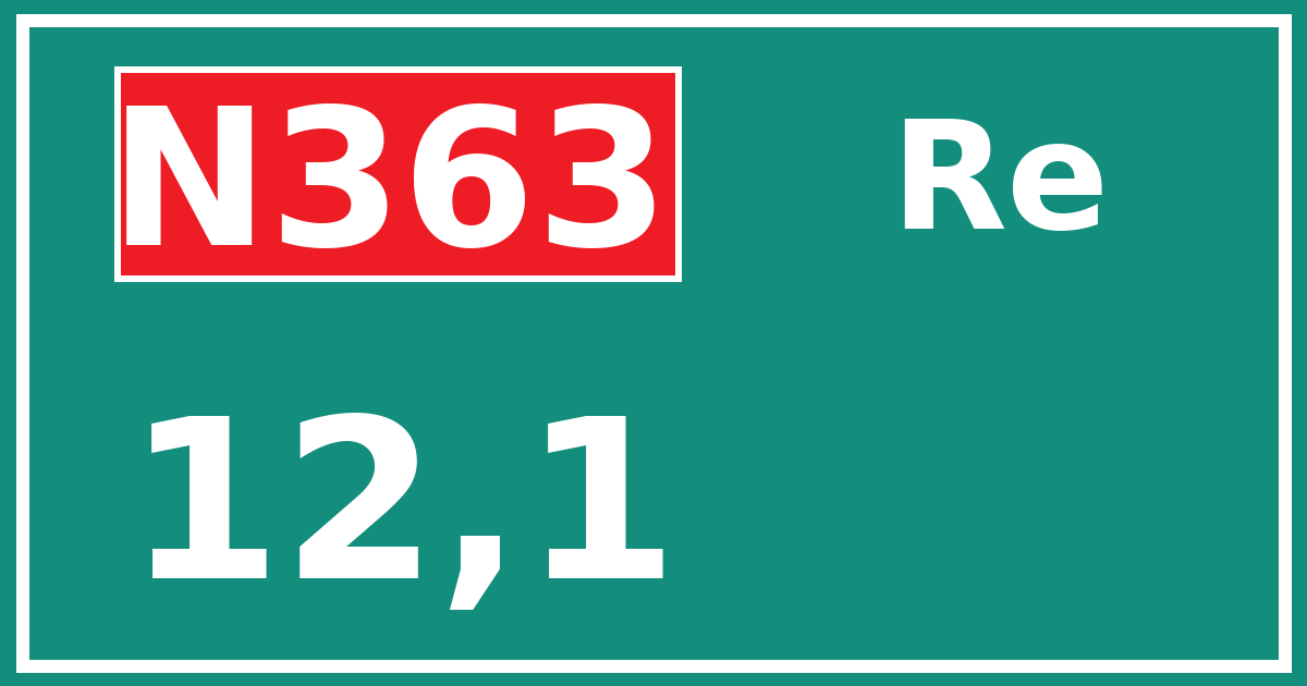 Hectometerbord N363 12,1 zijde Re