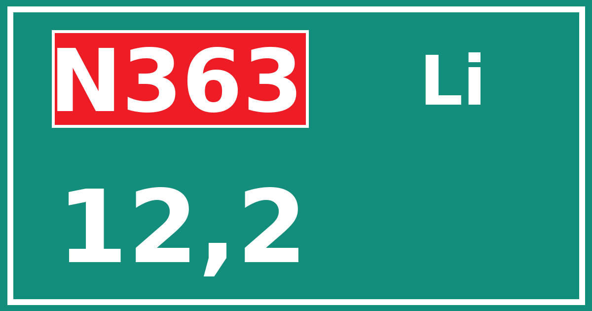 Hectometerbord N363 12,2 zijde Li