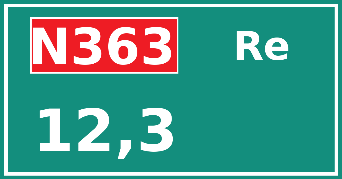 Hectometerbord N363 12,3 zijde Re