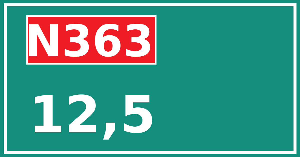 Hectometerbord N363 12,5