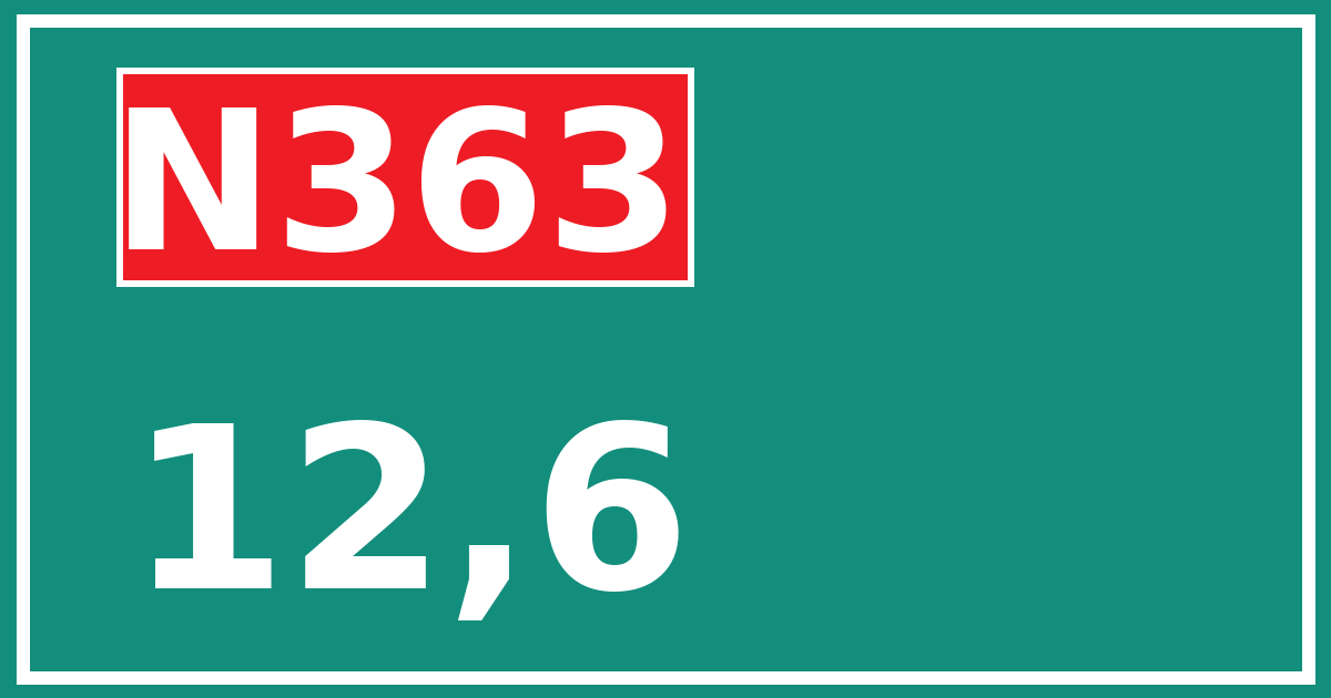 Hectometerbord N363 12,6