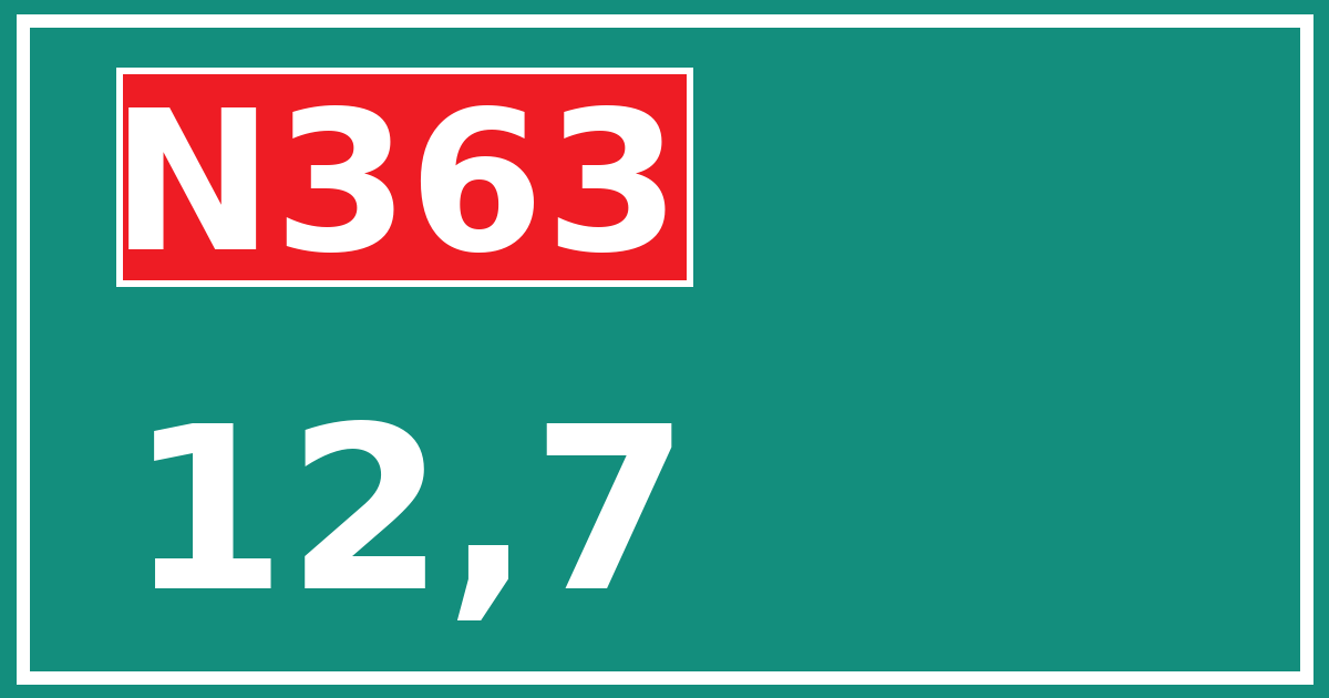 Hectometerbord N363 12,7