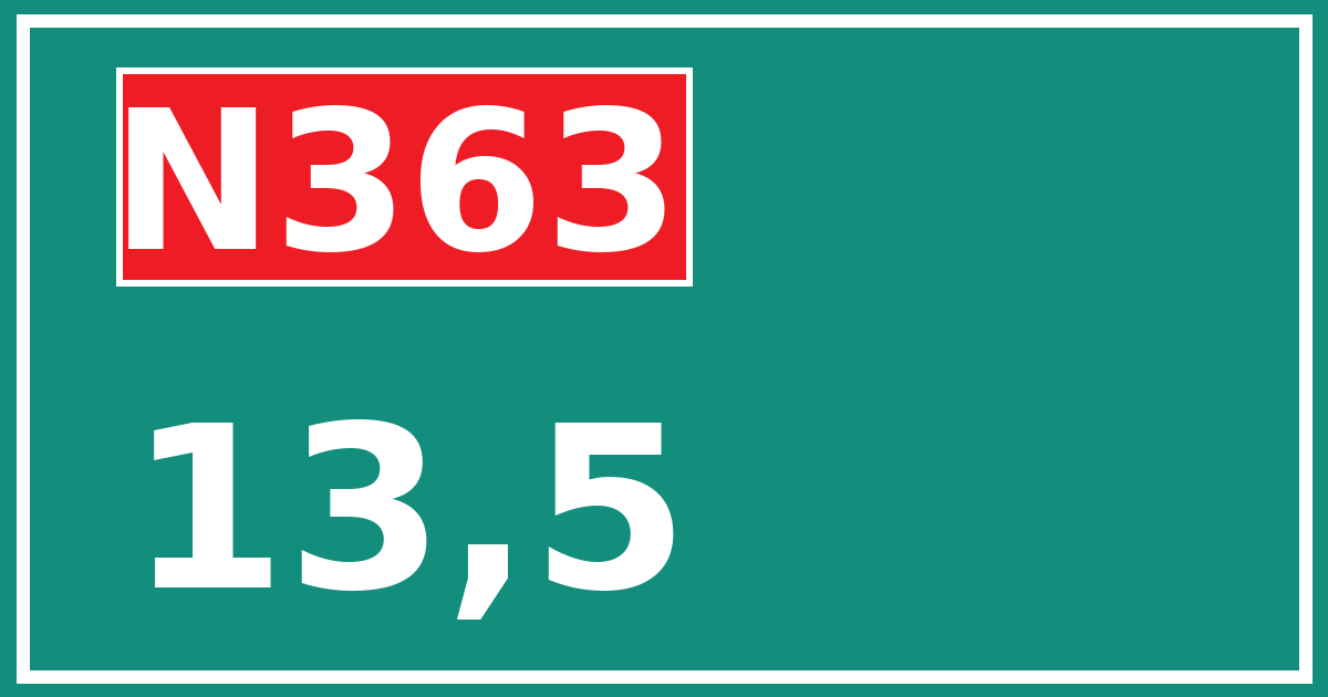 Hectometerbord N363 13,5