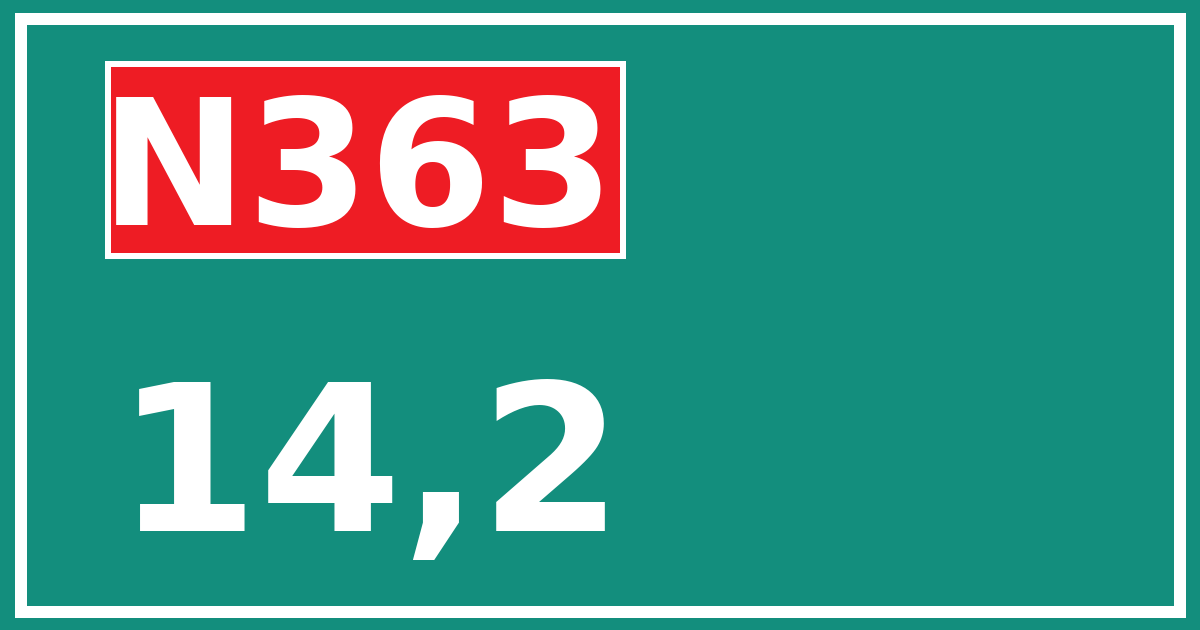 Hectometerbord N363 14,2
