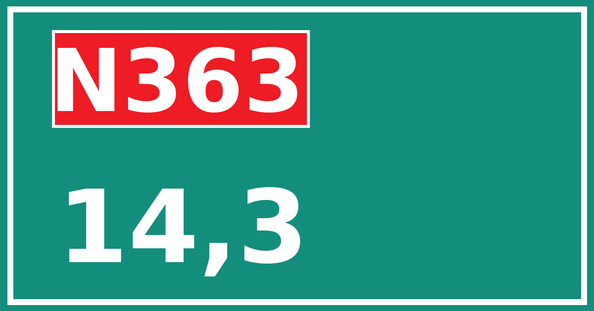Hectometerbord N363 14,3