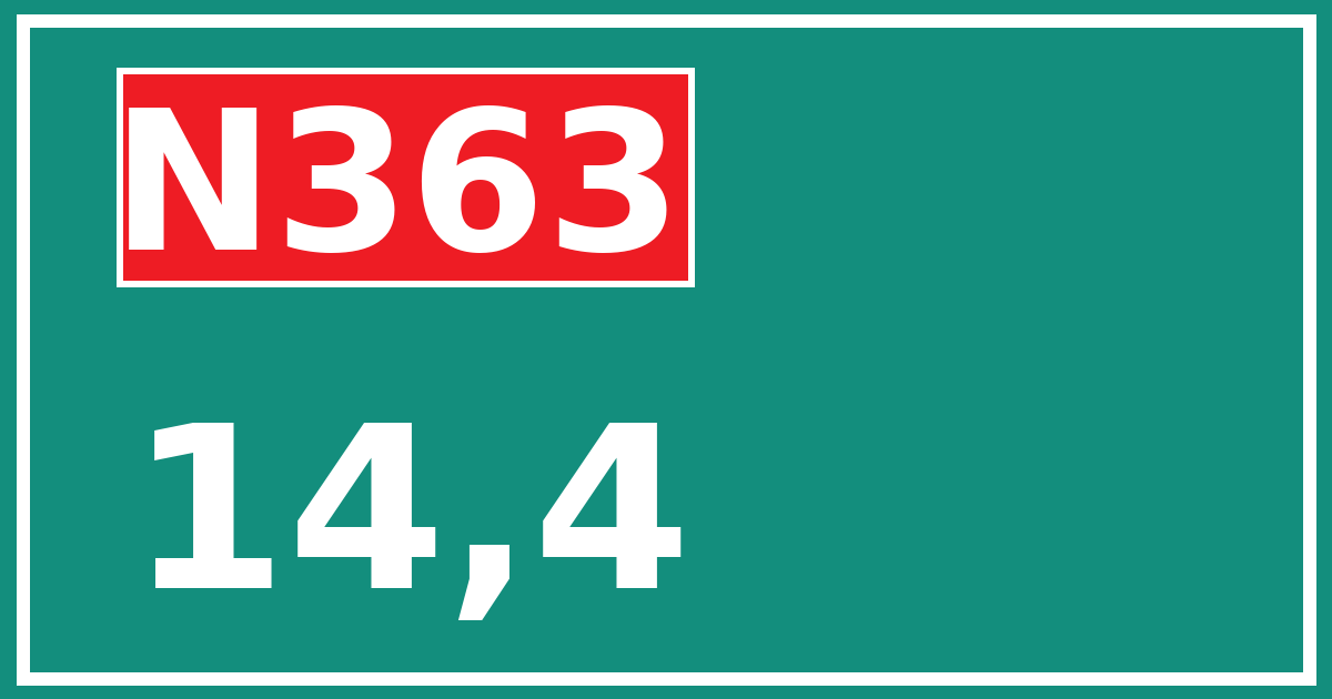 Hectometerbord N363 14,4