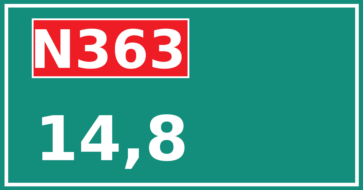 Hectometerbord N363 14,8