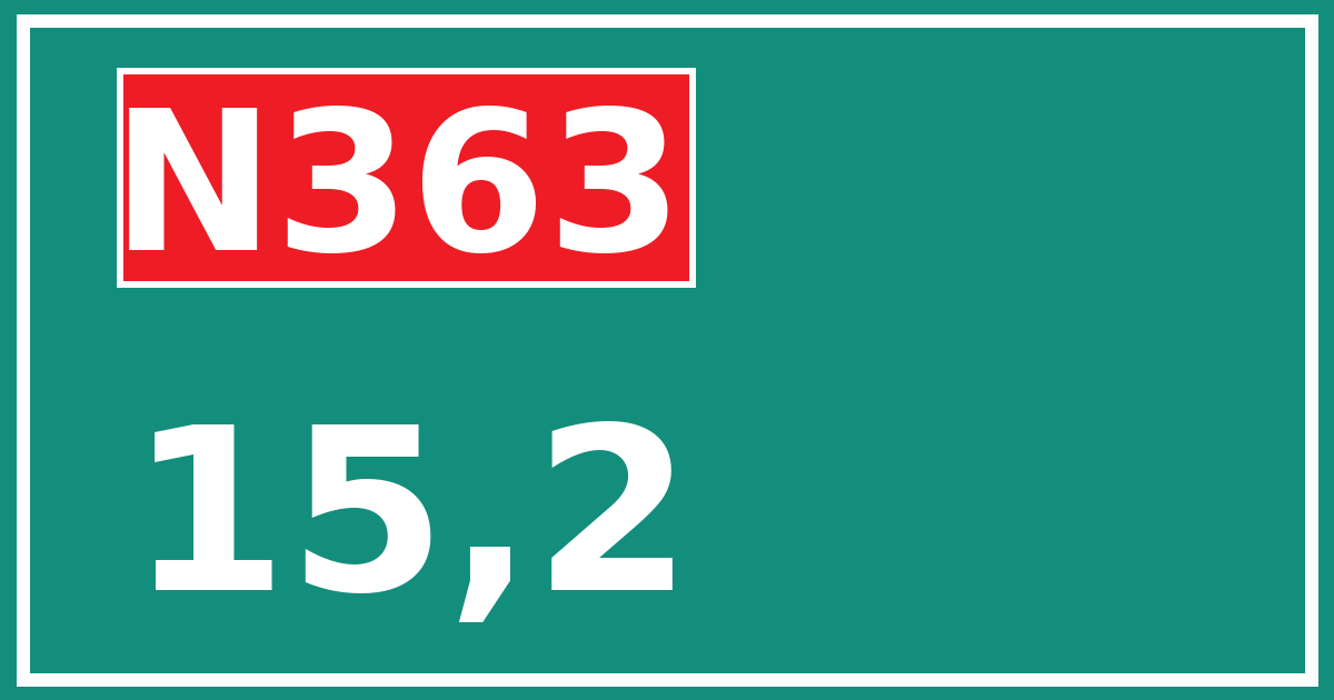 Hectometerbord N363 15,2