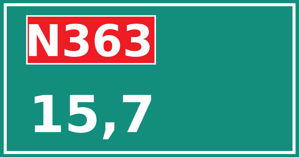 Hectometerbord N363 15,7