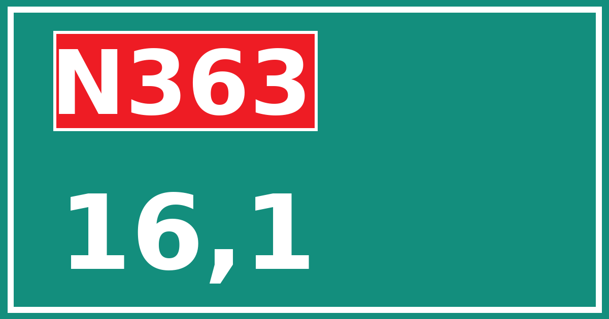 Hectometerbord N363 16,1