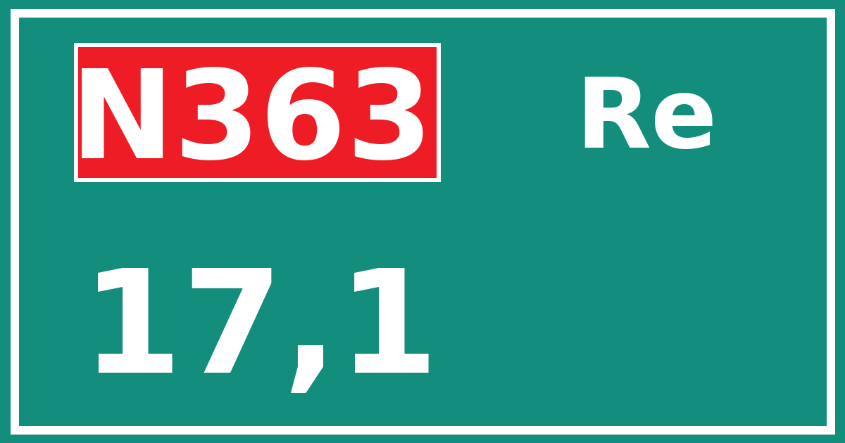 Hectometerbord N363 17,1 zijde Re