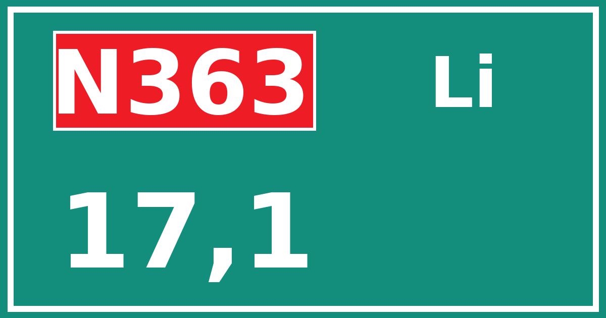 Hectometerbord N363 17,1 zijde Li