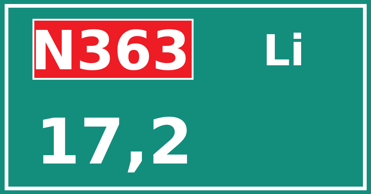 Hectometerbord N363 17,2 zijde Li