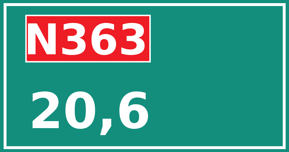 Hectometerbord N363 20,6