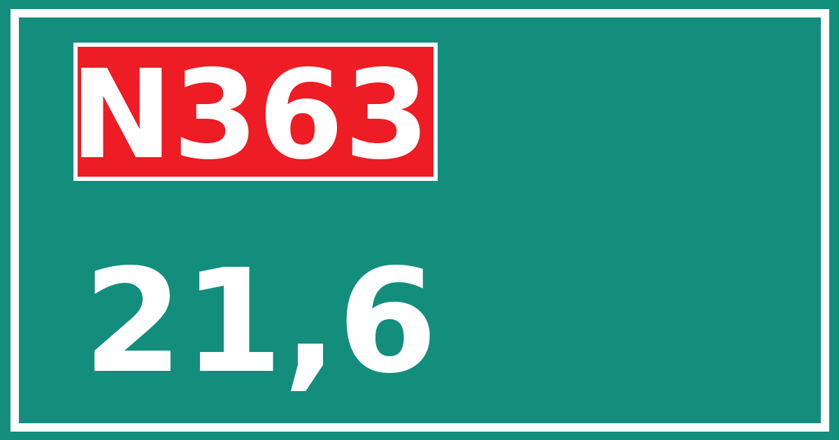 Hectometerbord N363 21,6