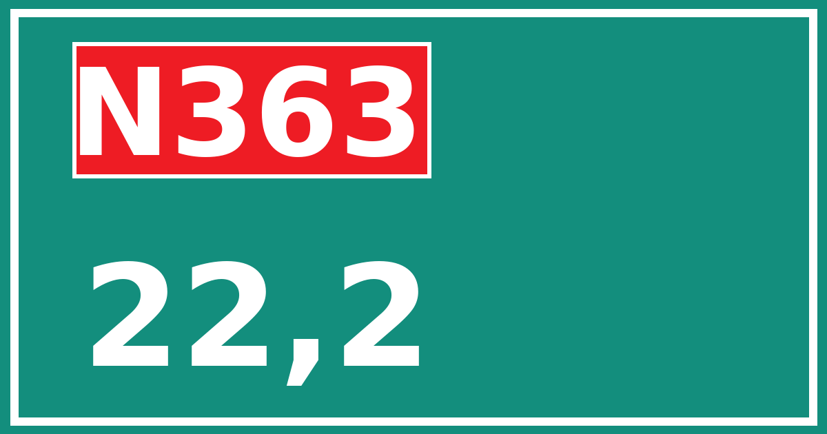 Hectometerbord N363 22,2