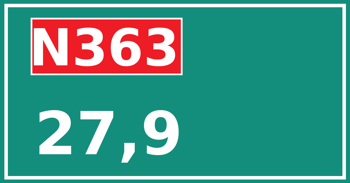 Hectometerbord N363 27,9