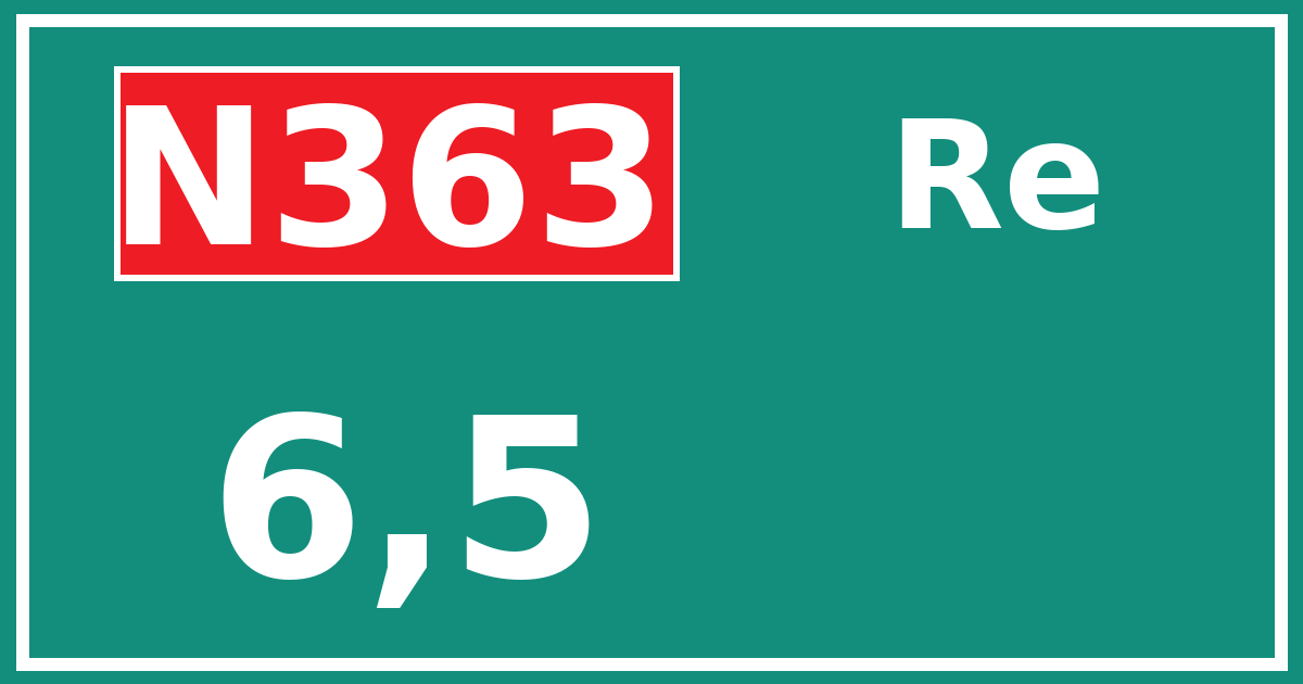 Hectometerbord N363 6,5 zijde Re