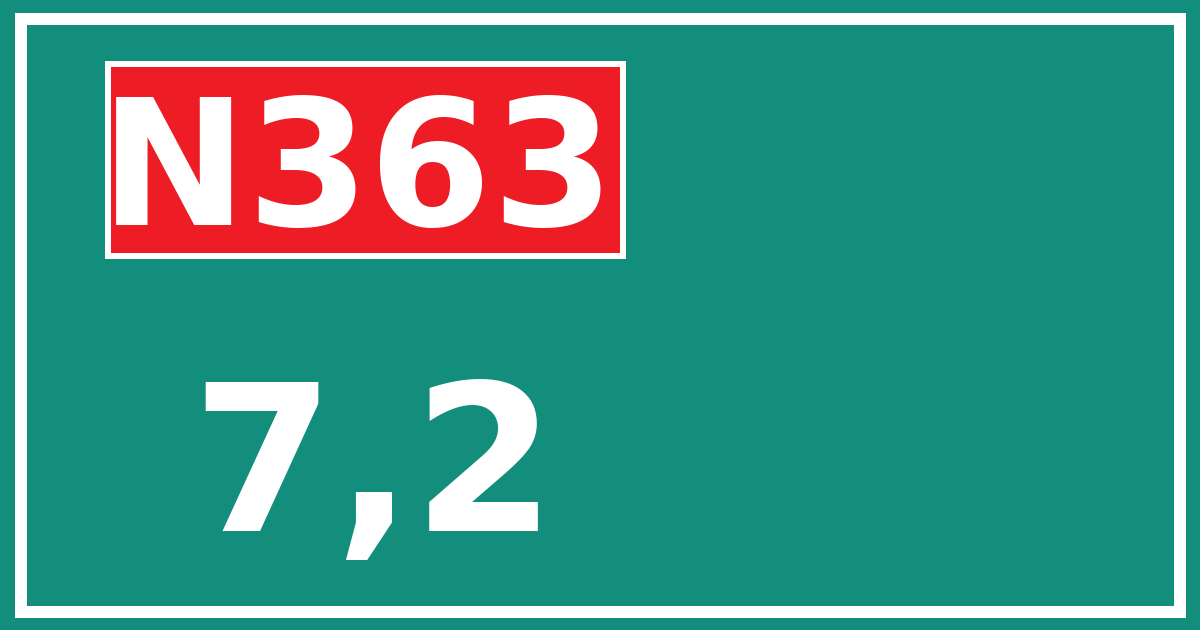 Hectometerbord N363 7,2