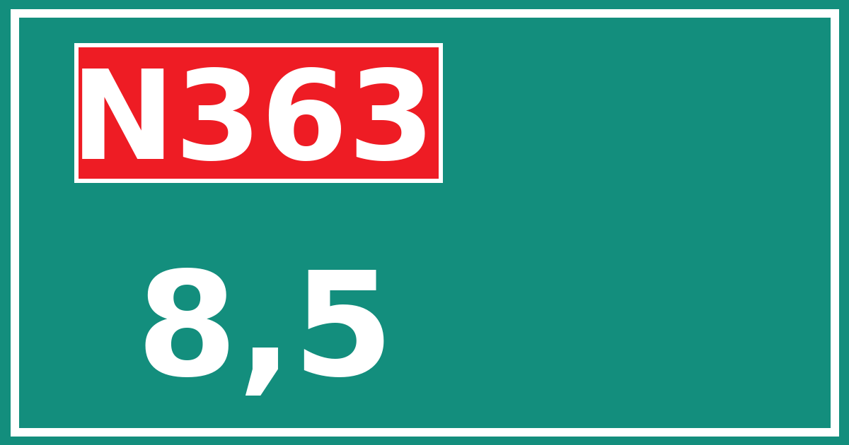 Hectometerbord N363 8,5