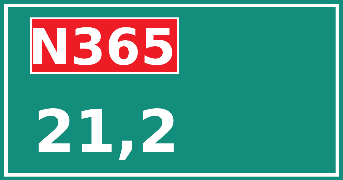 Hectometerbord N365 21,2