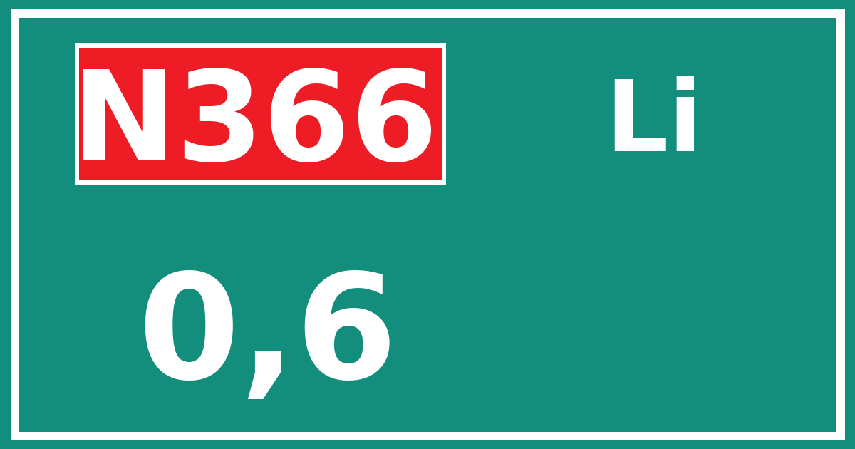 Hectometerbord N366 0,6 zijde Li