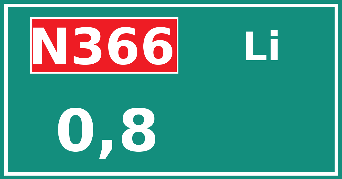 Hectometerbord N366 0,8 zijde Li