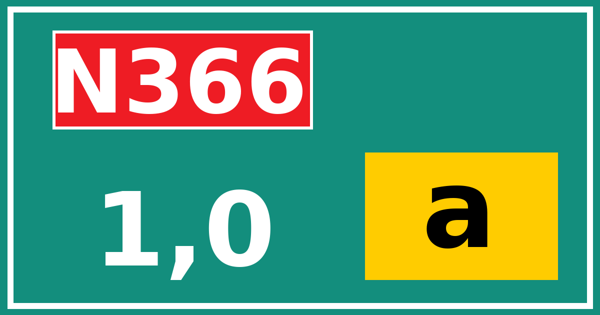 Hectometerbord N366 1,0 letter a