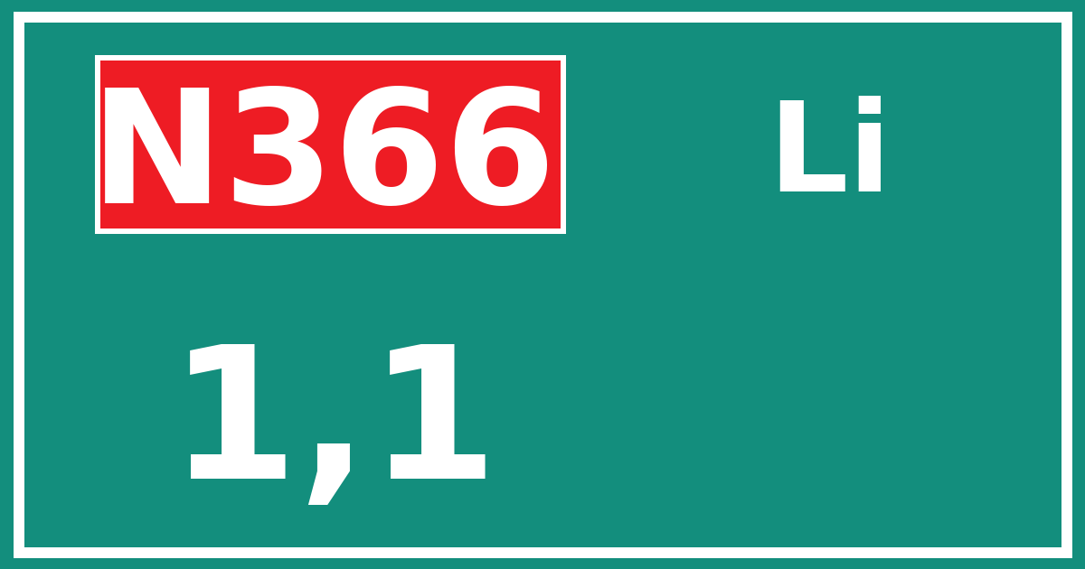 Hectometerbord N366 1,1 zijde Li