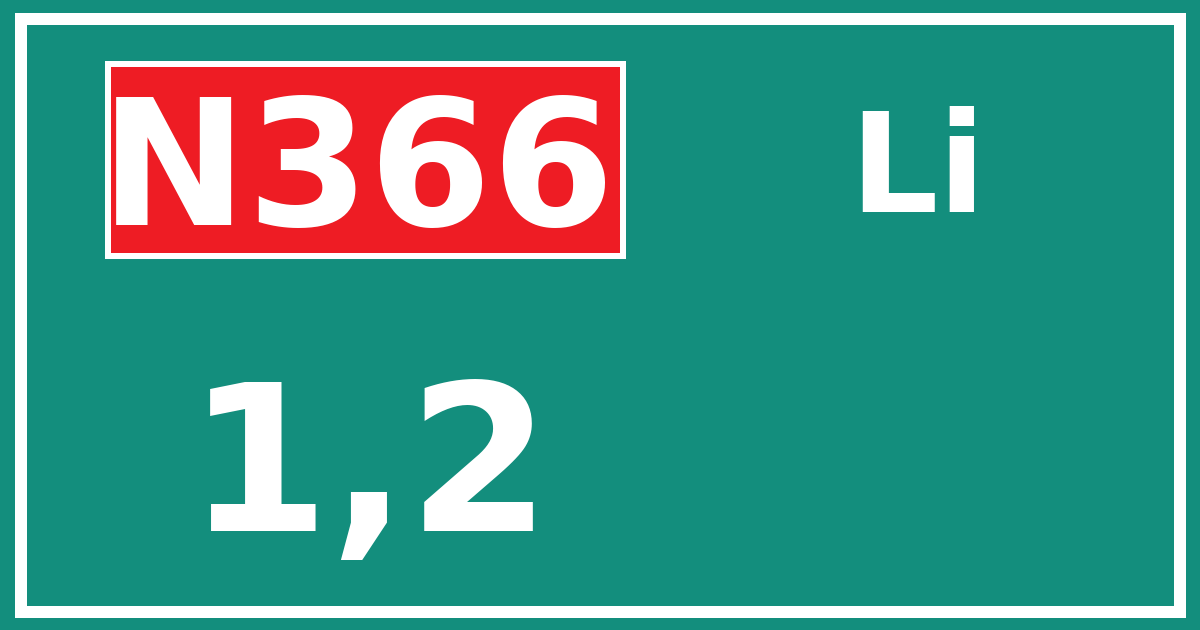 Hectometerbord N366 1,2 zijde Li