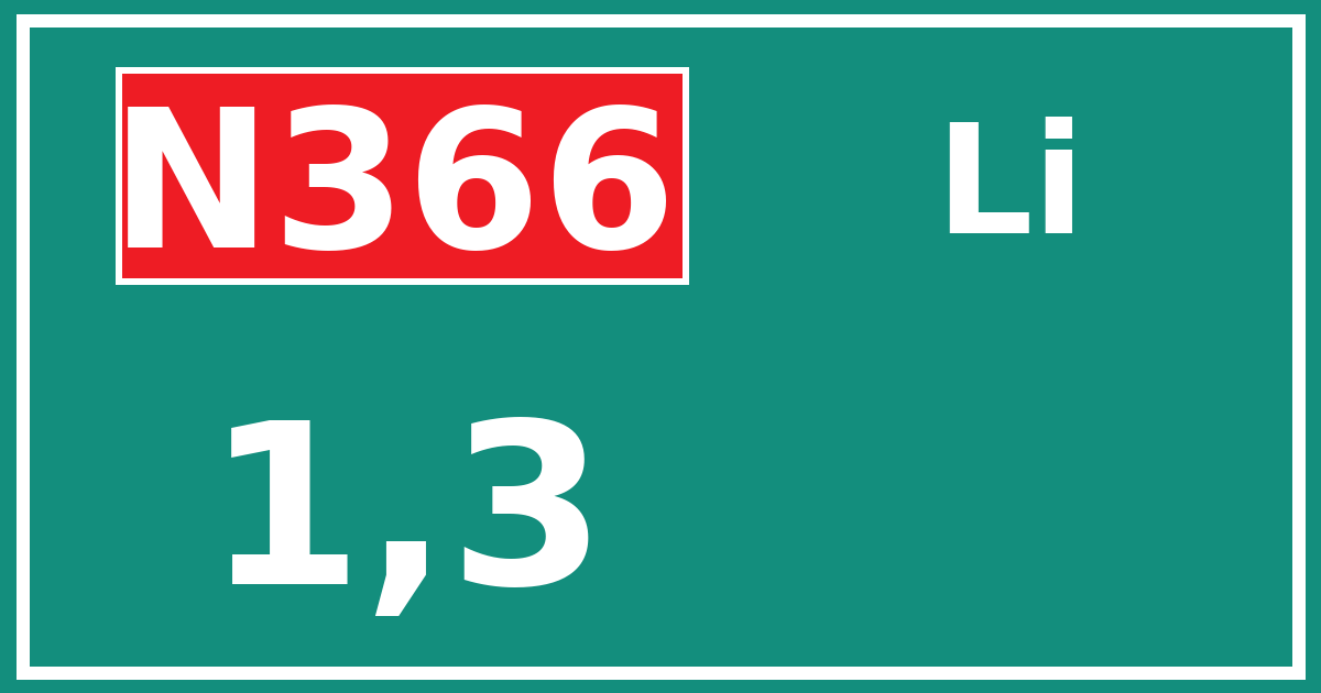 Hectometerbord N366 1,3 zijde Li
