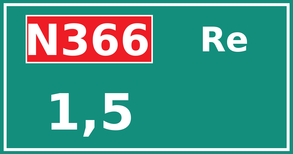 Hectometerbord N366 1,5 zijde Re