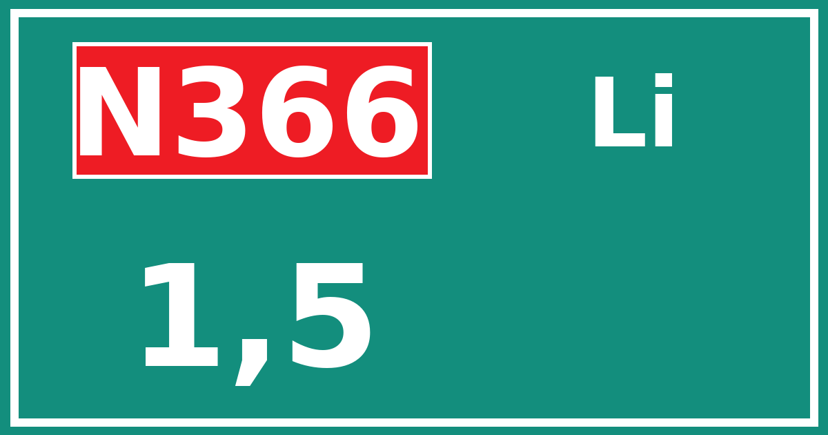 Hectometerbord N366 1,5 zijde Li