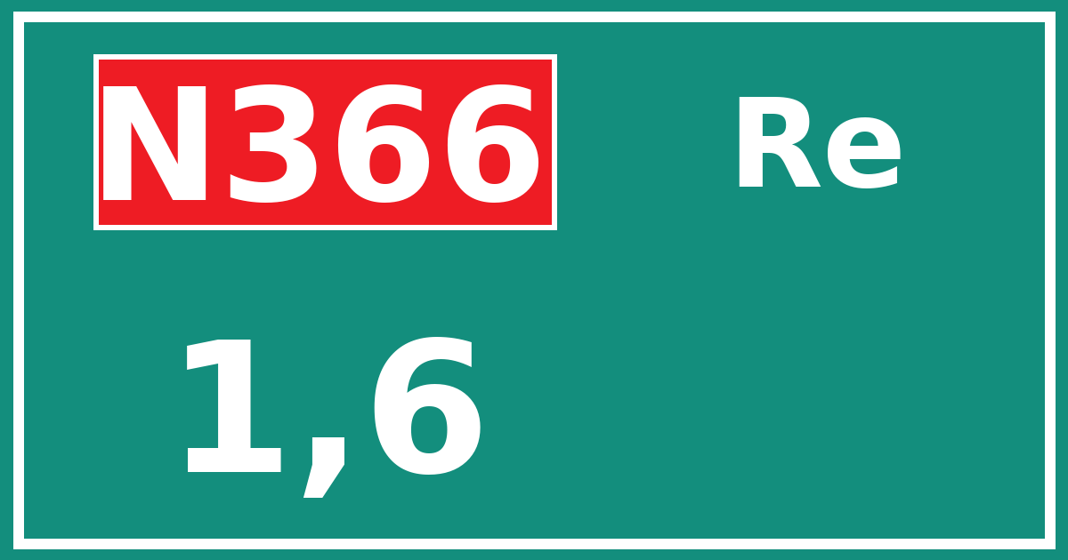 Hectometerbord N366 1,6 zijde Re