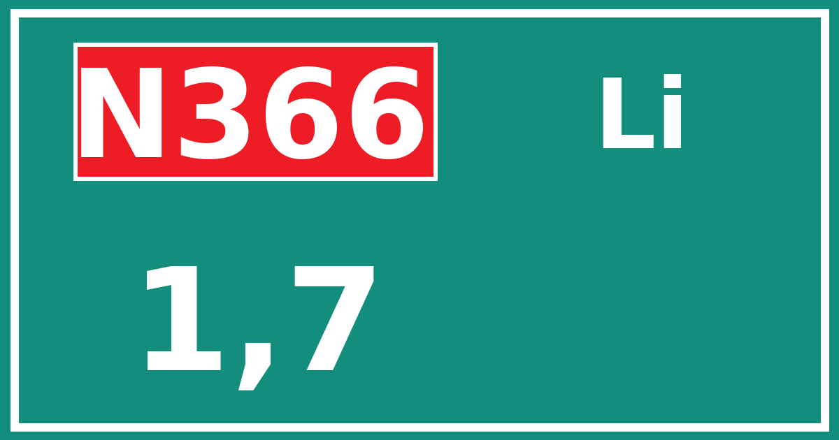Hectometerbord N366 1,7 zijde Li