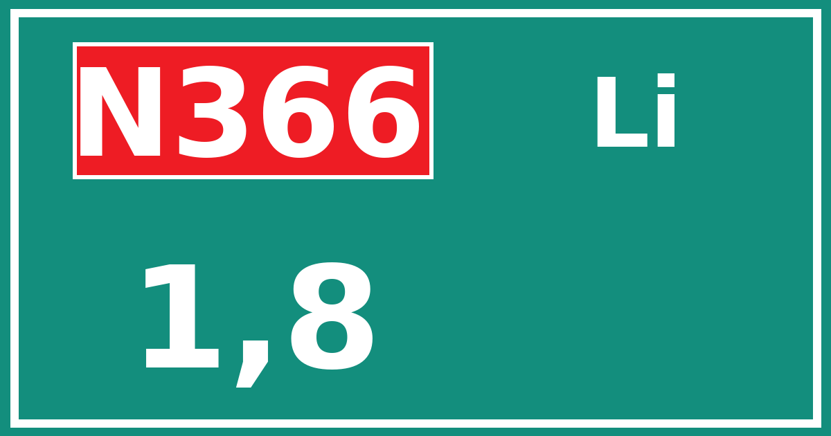 Hectometerbord N366 1,8 zijde Li
