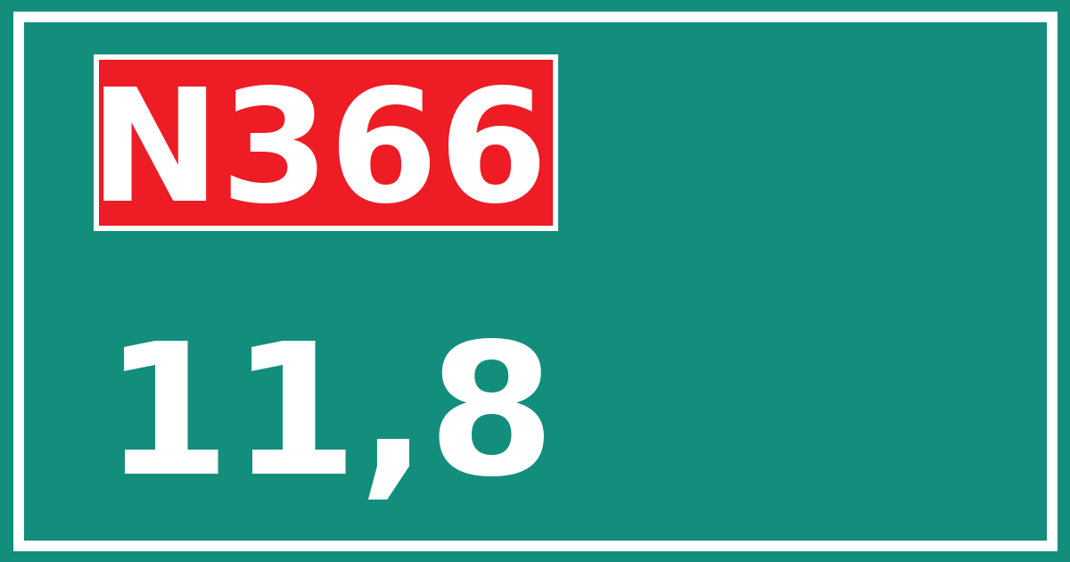 Hectometerbord N366 11,8
