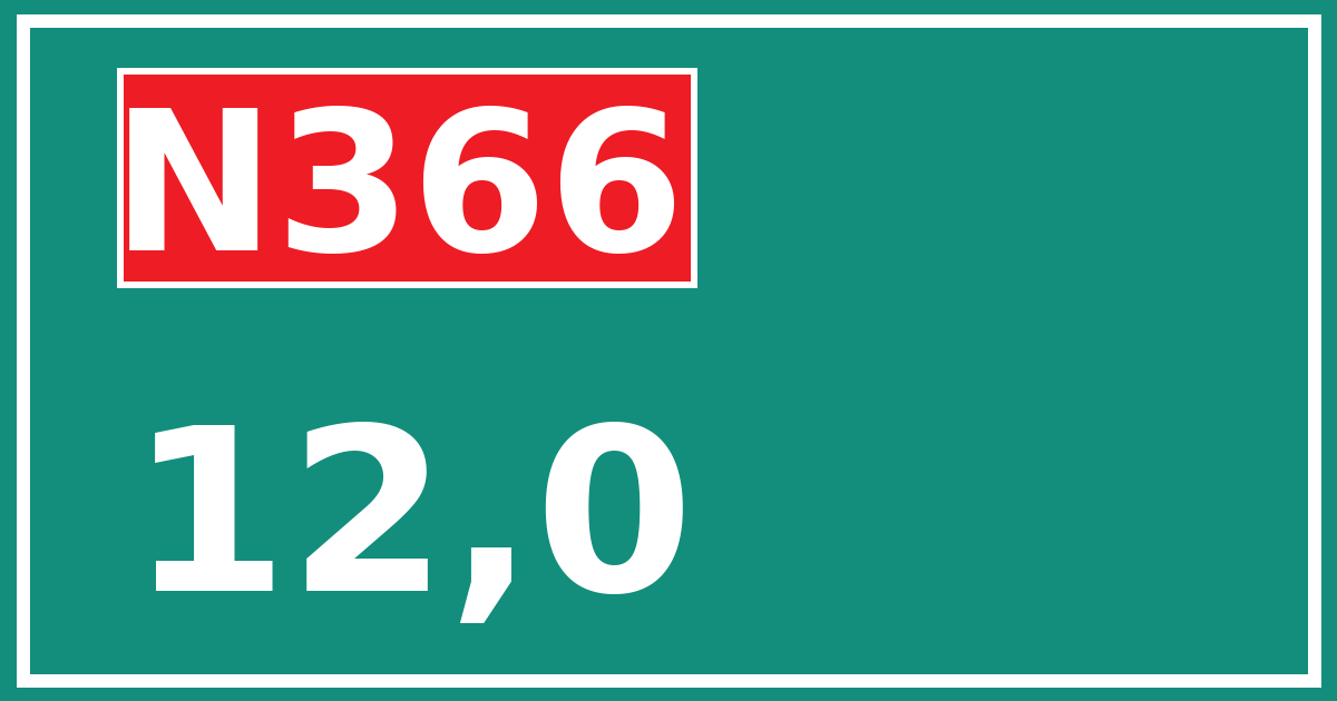 Hectometerbord N366 12,0