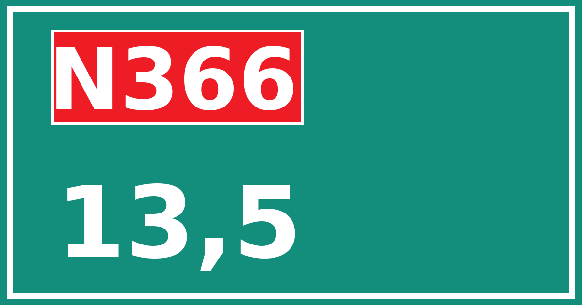 Hectometerbord N366 13,5