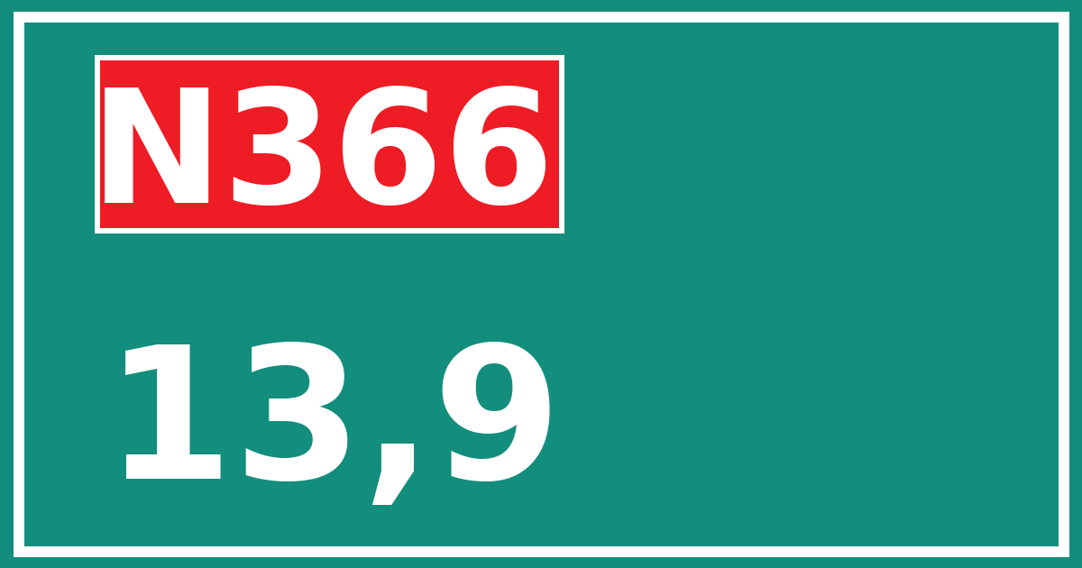 Hectometerbord N366 13,9