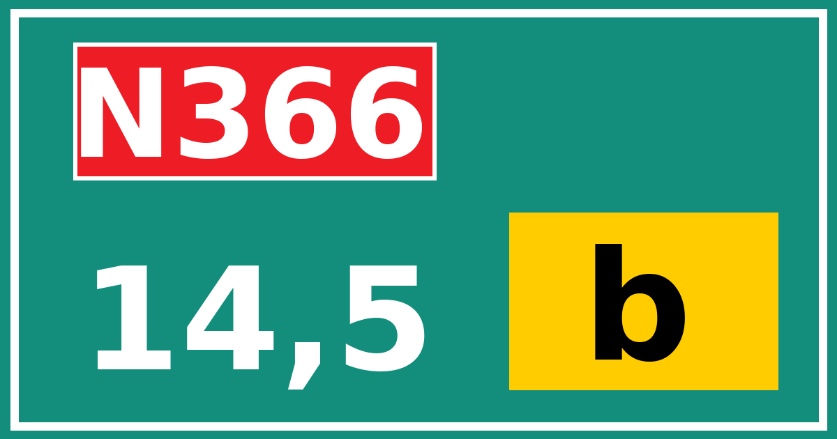 Hectometerbord N366 14,5 letter b