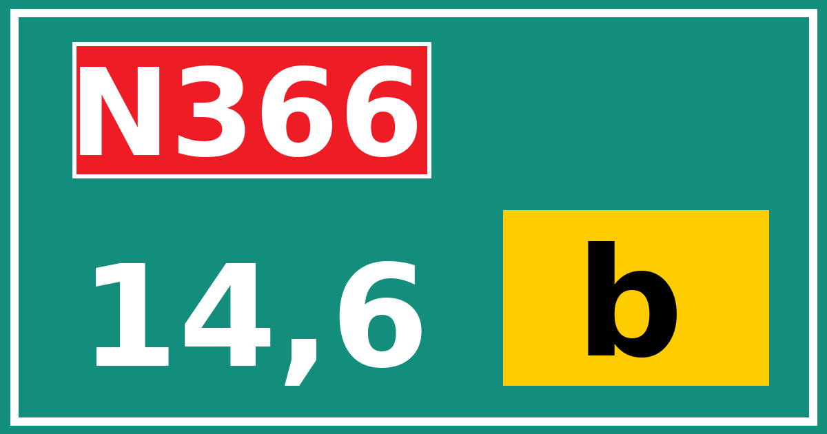 Hectometerbord N366 14,6 letter b