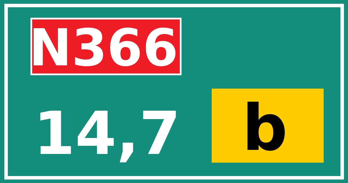 Hectometerbord N366 14,7 letter b