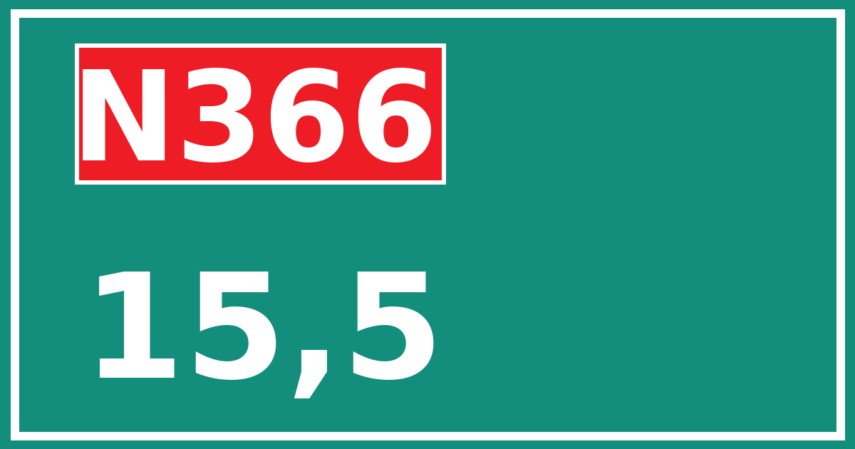 Hectometerbord N366 15,5