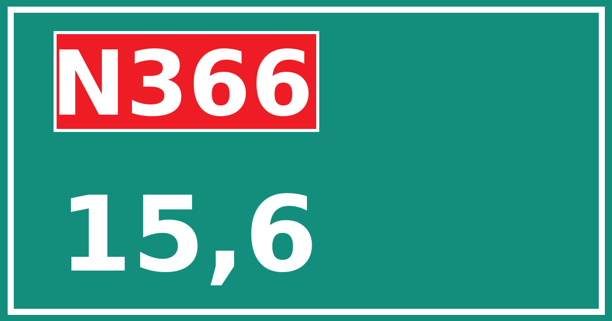 Hectometerbord N366 15,6