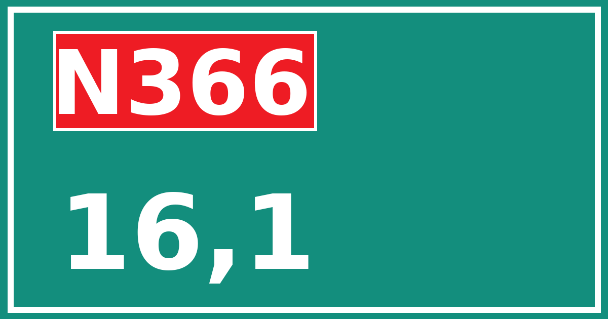 Hectometerbord N366 16,1