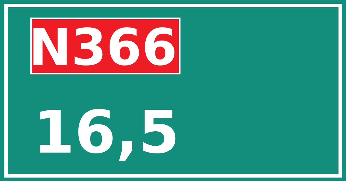 Hectometerbord N366 16,5