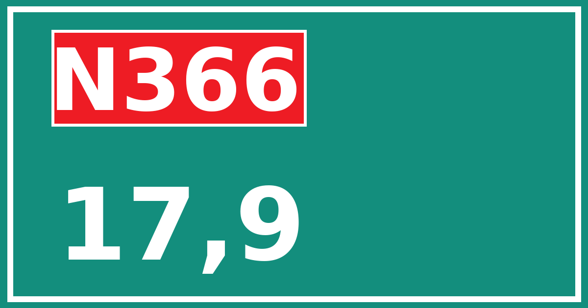 Hectometerbord N366 17,9